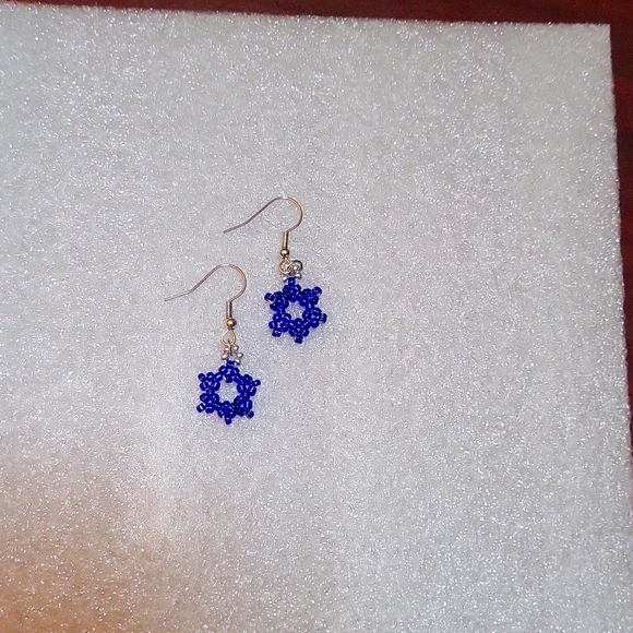 Beaded Star of David Earrings - Picture 1 of 4